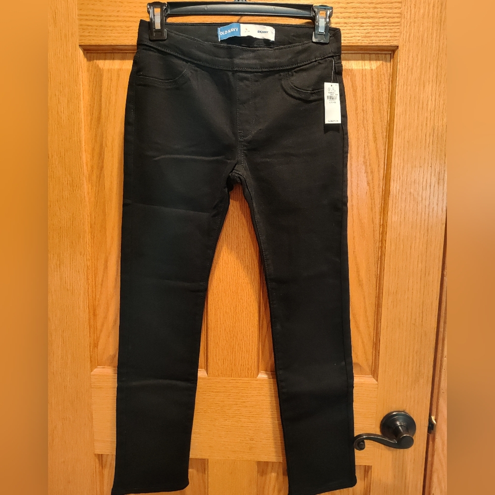 NWT Girls Old Navy Wow Black Pull On Skinny Jeans, Adjustable Waist, Stretch